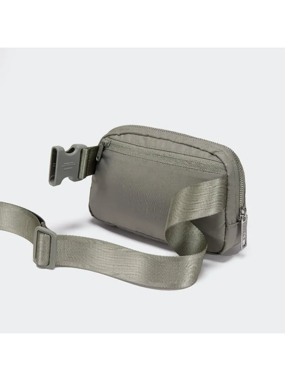 Men's Grey Sage Crossbody Belt Bag Wide Zipper Adjustable Strap 3-Pockets